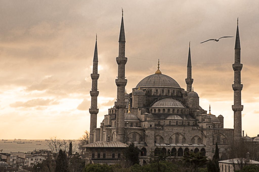 Coucher de soleil sur Sultanahmet depuis un rooftop