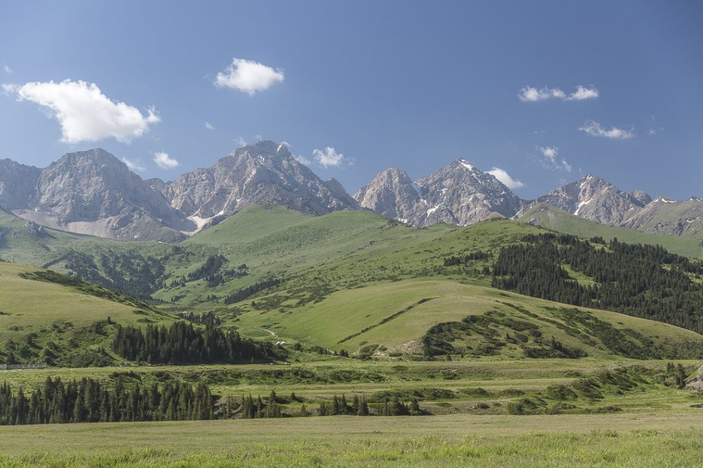 Montagnes vertes de la région de Naryn au Kirghizstan