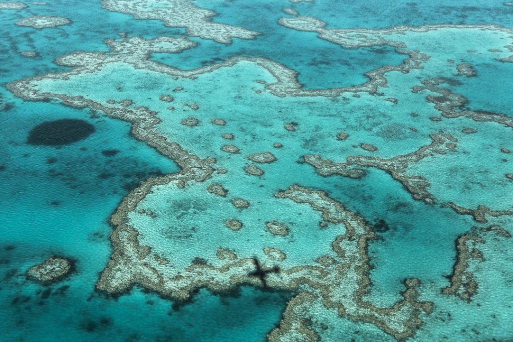 La grande barrière de corail vue du ciel