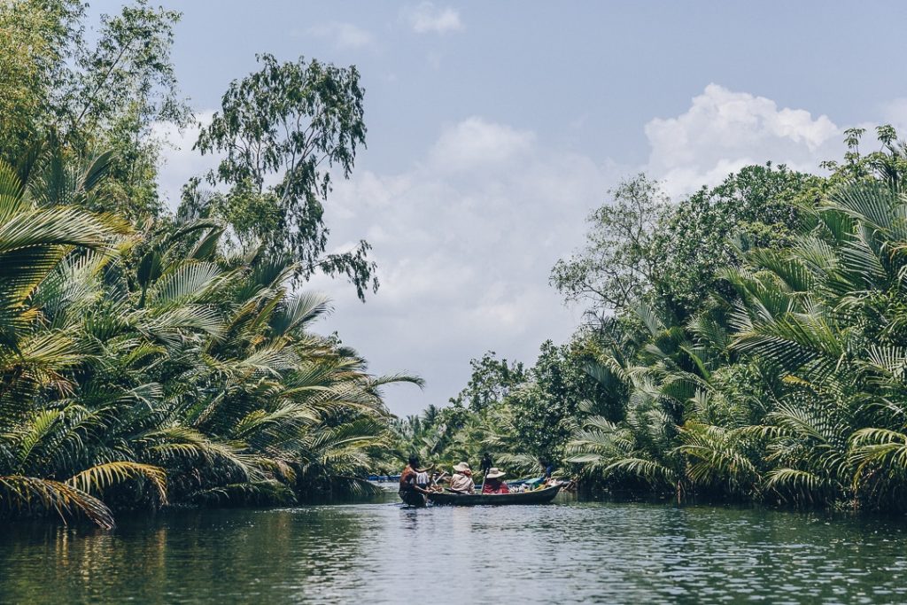 La cathédrale verte à Kampot se découvre en kayak. C'est une boucle très sympa à faire et parfois on y voit un peu de vie