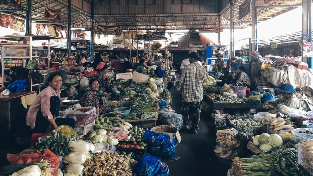 Marché de Kampot, Cambodge
