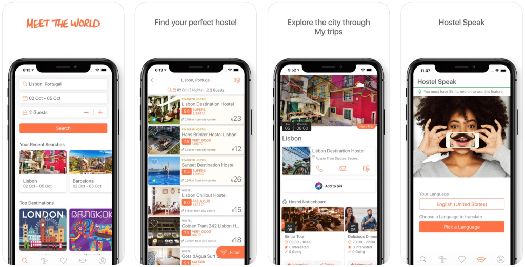 l'application hostelworld pour réserver des auberges et hostels