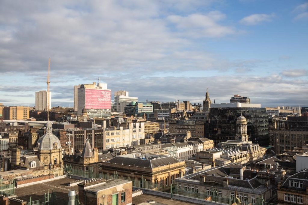 La vue depuis le haut du phare à Glasgow. l'un des points de vue les plus hauts de la ville