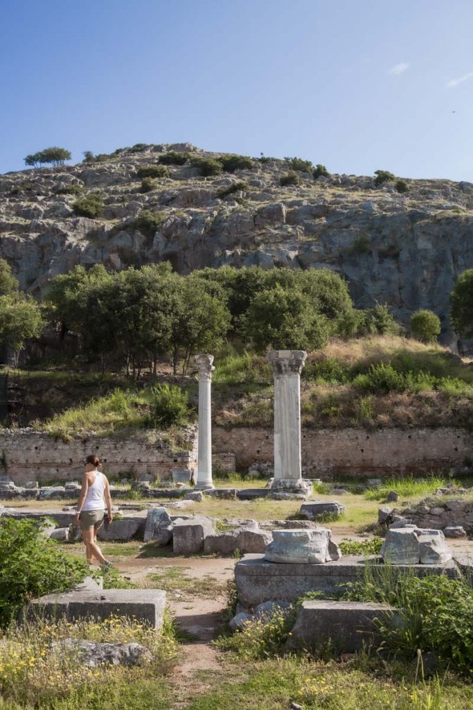 Colonnes du site archéologique de Philippes en Grèce, un site classé au patrimoine mondial de l'Unesco
