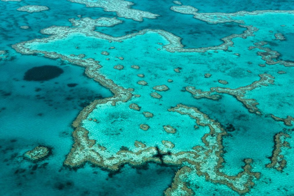 La grande barrière de corail vue du ciel