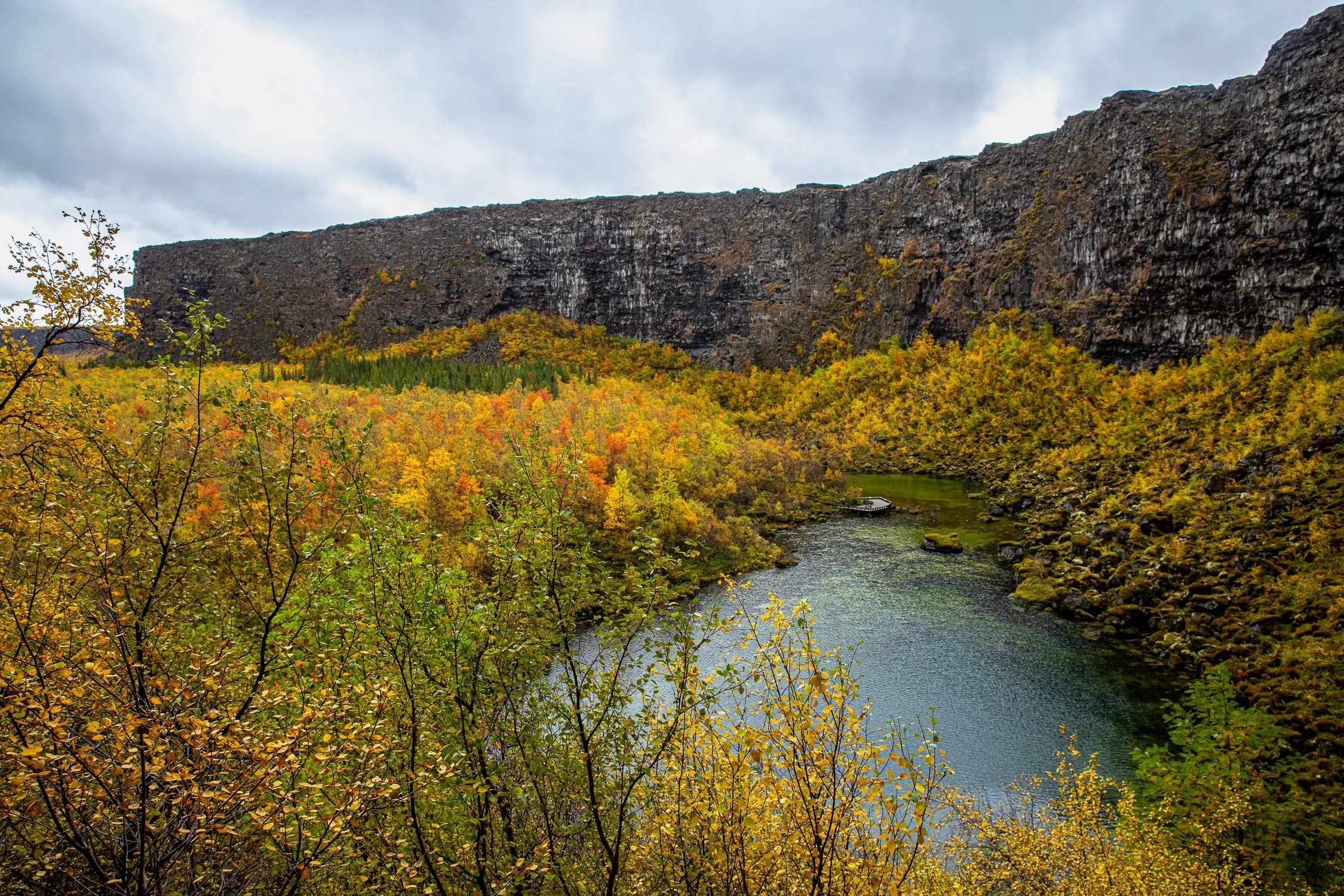 paysage d'automne sur le canyon d'asbyrgi