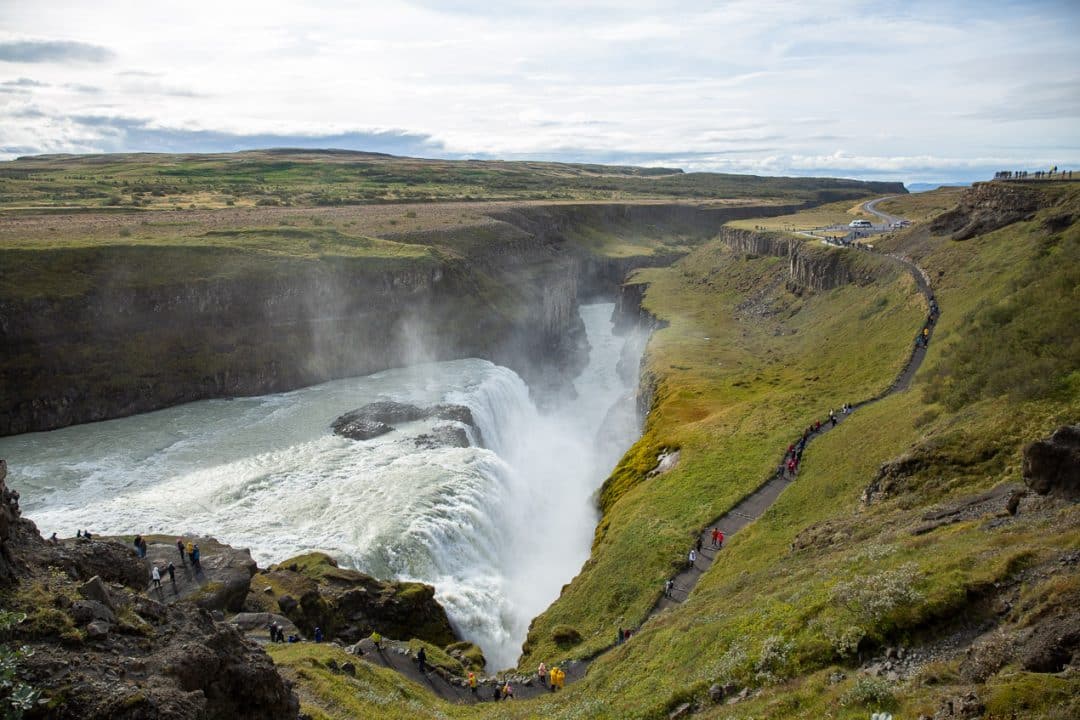 vue sur la gorge de gullfoss, cascade du cercle d'or en Islande