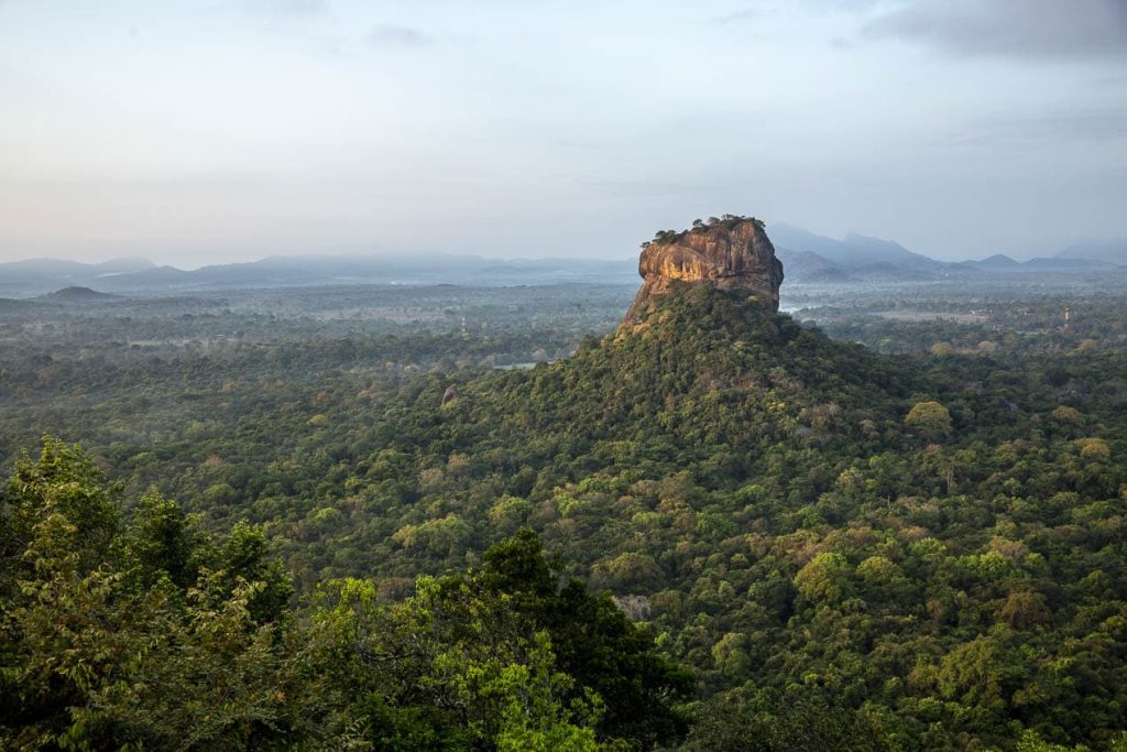 rocher de Sigiriya émergeant de la jungle au sri lanka