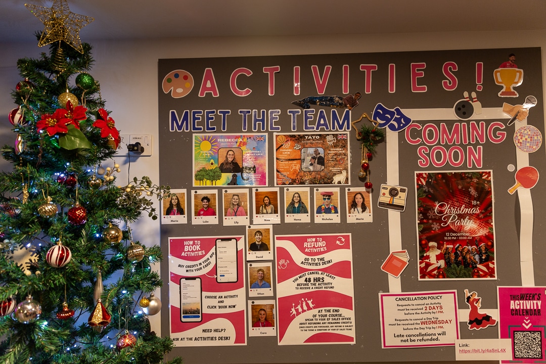 tableau d'activités de l'école EF de Londres