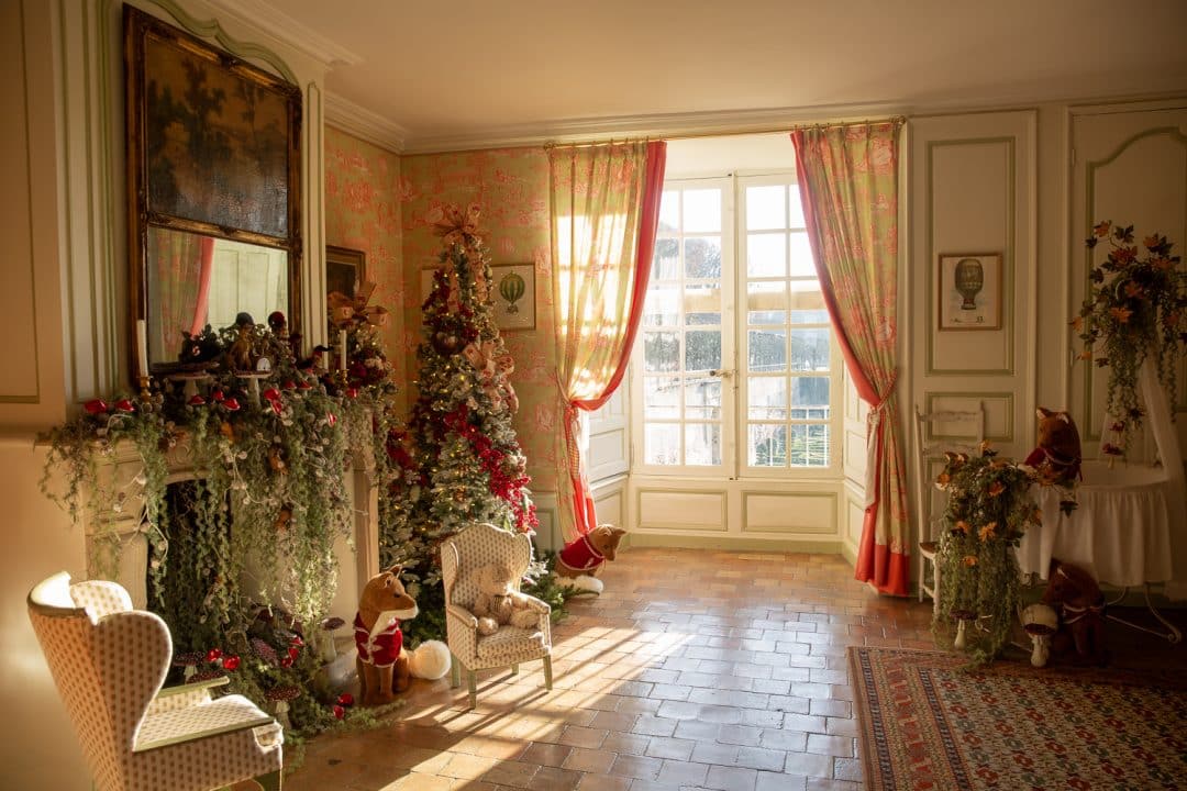Décoration de Noël dans une chambre d'enfant au château de Villandry