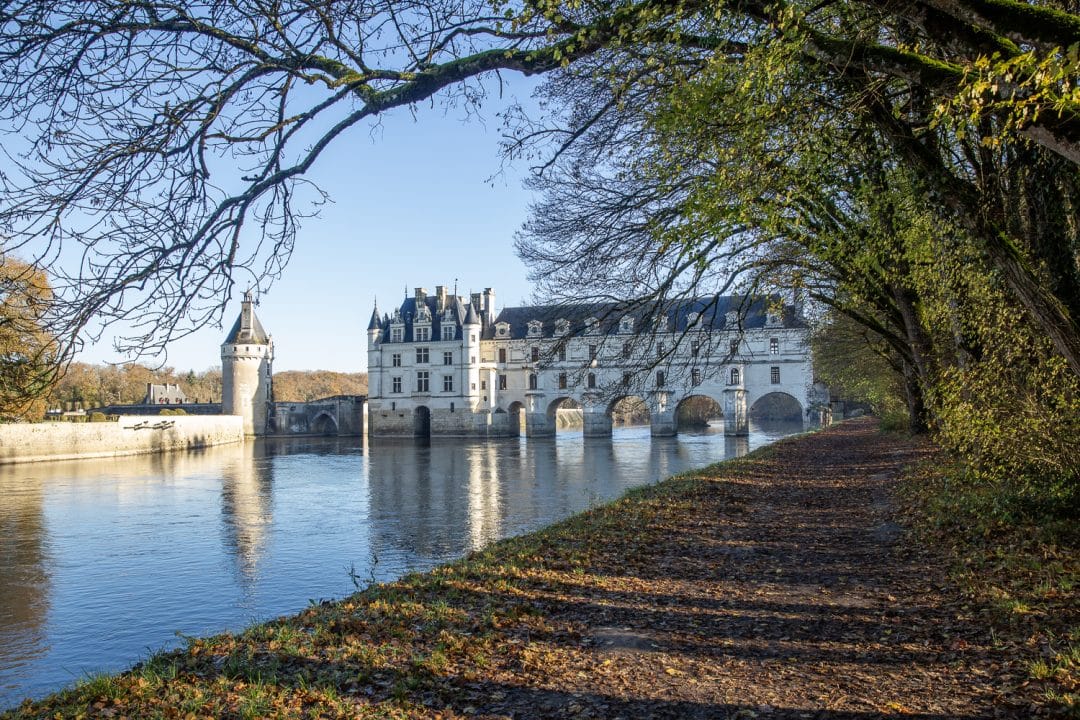 Chateau de chenonceau se reflétant dans le Cher