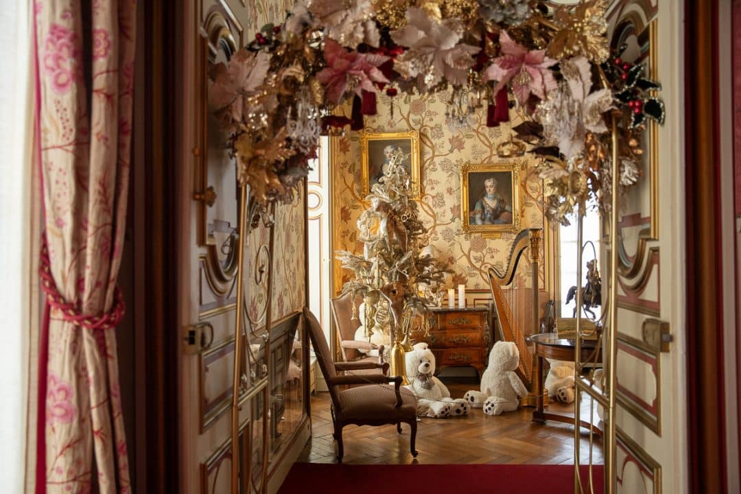 Intérieur du château de Cheverny décoré pour Noël