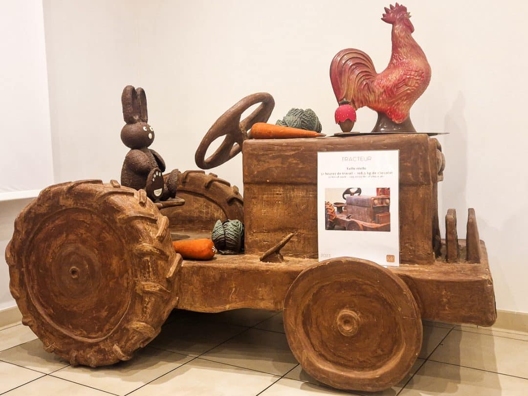 tracteur en chocolat réalisé par le chocolatier Max Vauché