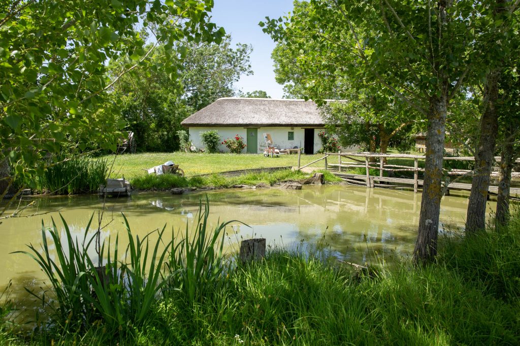 Habitat traditionnel au toit de chaume du marais breton vendéen