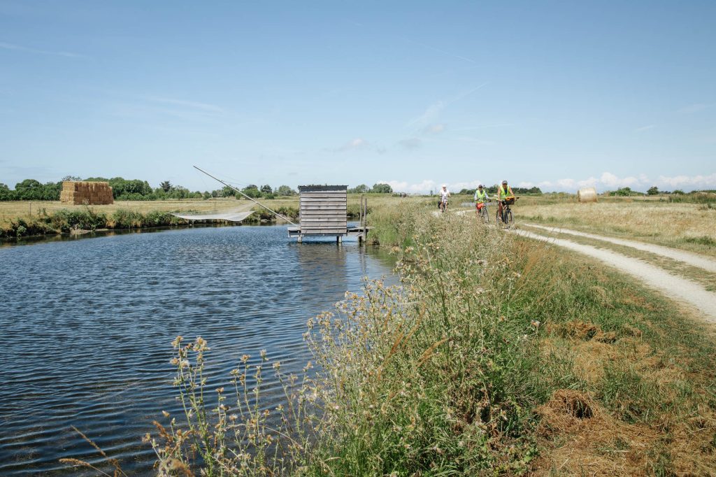Pêcherie et piste cyclable dans le marais breton vendéen